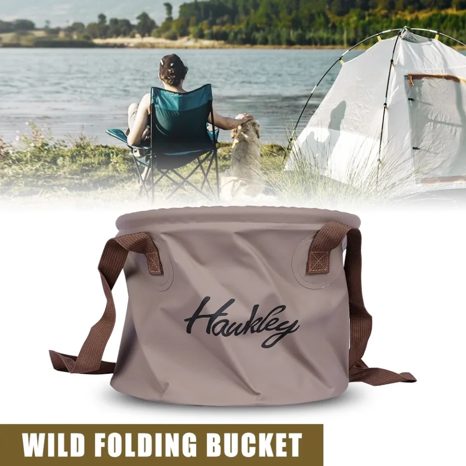 Select Hawkley Collapsible Water Bucket Container Wild Folding Bucket Folding Bucket Wash Basin with Handle for Camping Fishing Travelling Gardening