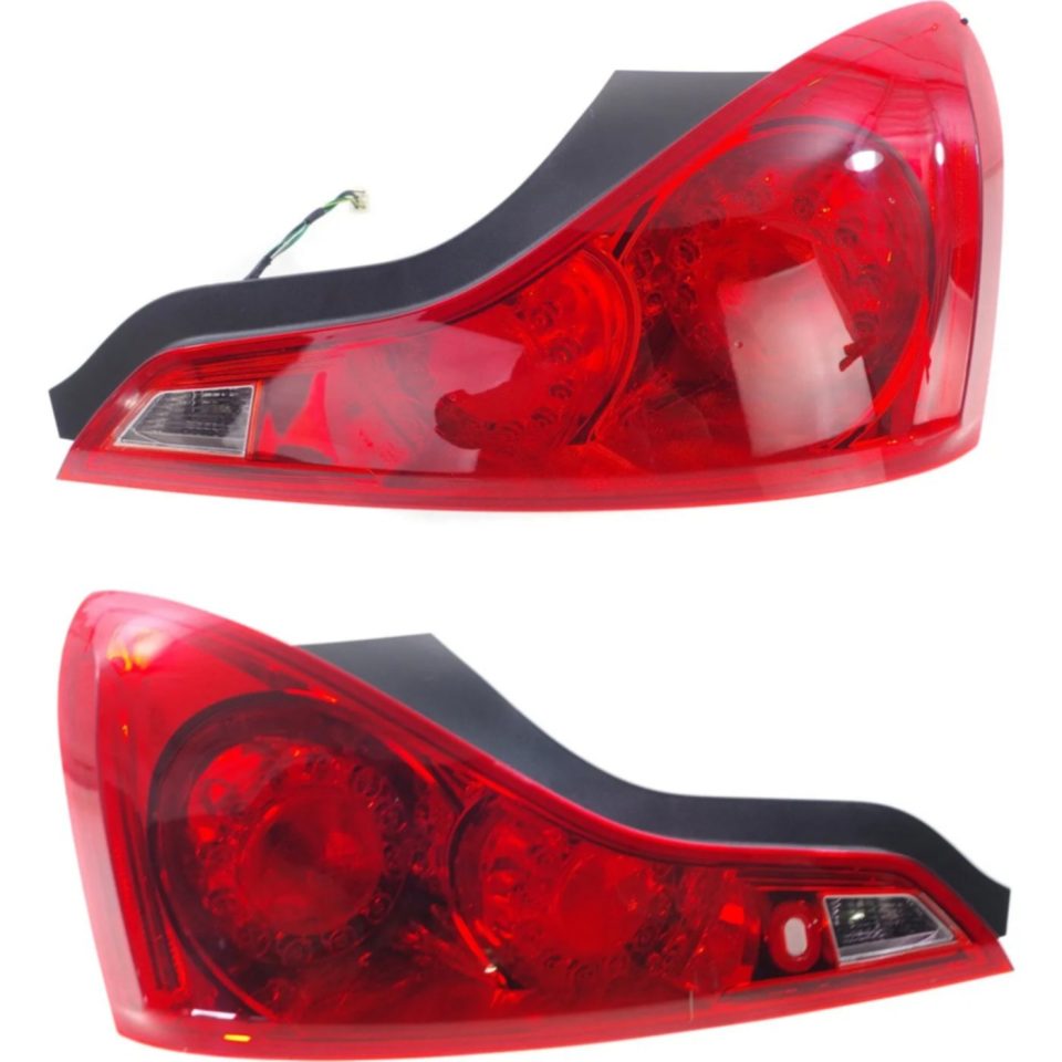 BPA-Free Halogen Tail Light Set For 2008-2013 Infiniti G37 Coupe Red Lens w/ Bulbs 2Pcs