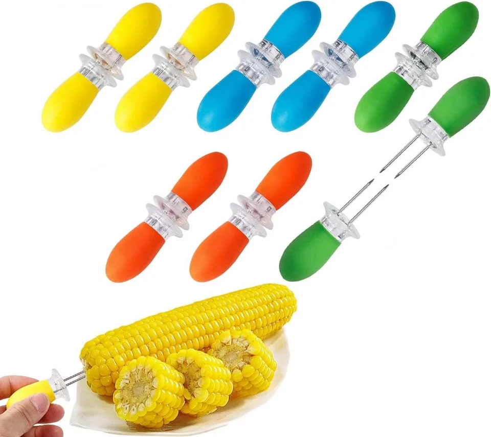 Supreme Space-Saving Wattne 16 Pcs Stainless Steel Corn Holders Corn on The Cob Skewers for BBQ Twin Prong Sweet Corn Holder Home Cooking Fork