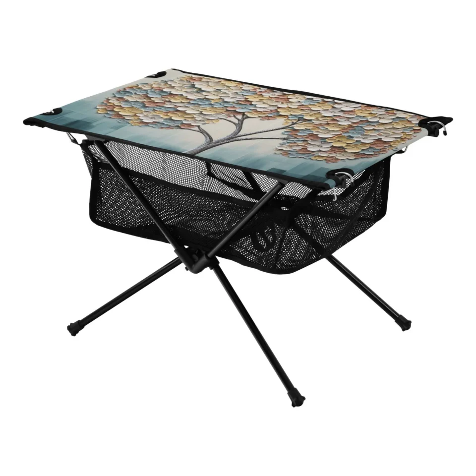 Prime Leak-Proof Abstract Tree Camping Foldable Portable Table Beach Table with Storage Bag Compact Picnic Table for Outdoor Hiking Fishing BBQ
