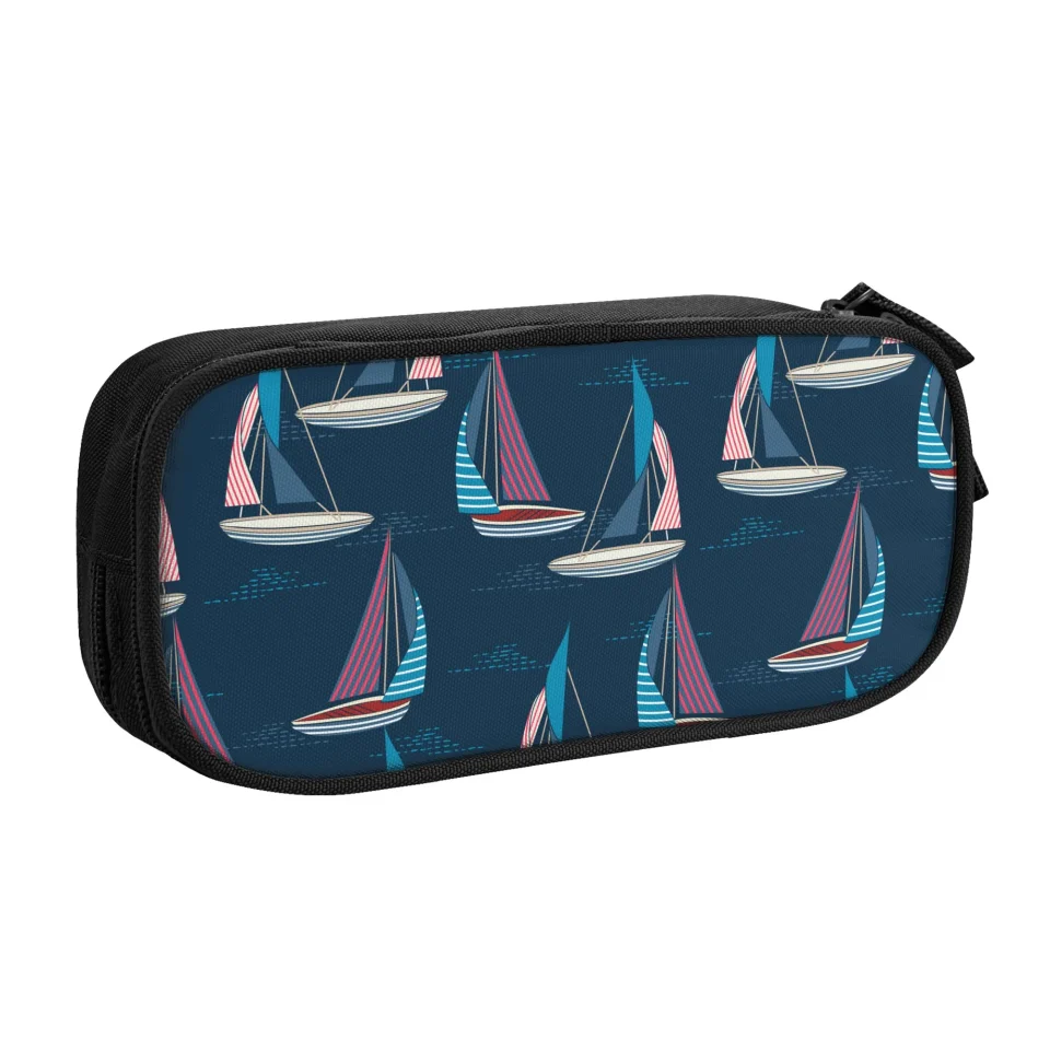 Select TEQUAN Large Capacity Pencil Case, Ocean Beach Sailboat Surfing Pattern Pencil Pouch 2 Compartments Pencil Bag (Black)