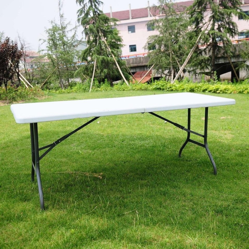 Top-Rated Leak-Proof leecrd 6 FT Portable Folding Picnic Plastic Camping Table Platsic Folding Table for Outodor Patio Garden Yard Lawn White