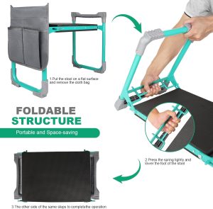 Glass Thickened WEILISEN Garden Kneeler & Seat. Garden Kneeler and Seat. 2-in-1 Foldable Garden Bench with Non-Slip EVA Foam Pad. Storage Bags. Glove