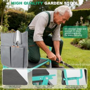 Glass Thickened WEILISEN Garden Kneeler & Seat. Garden Kneeler and Seat. 2-in-1 Foldable Garden Bench with Non-Slip EVA Foam Pad. Storage Bags. Glove