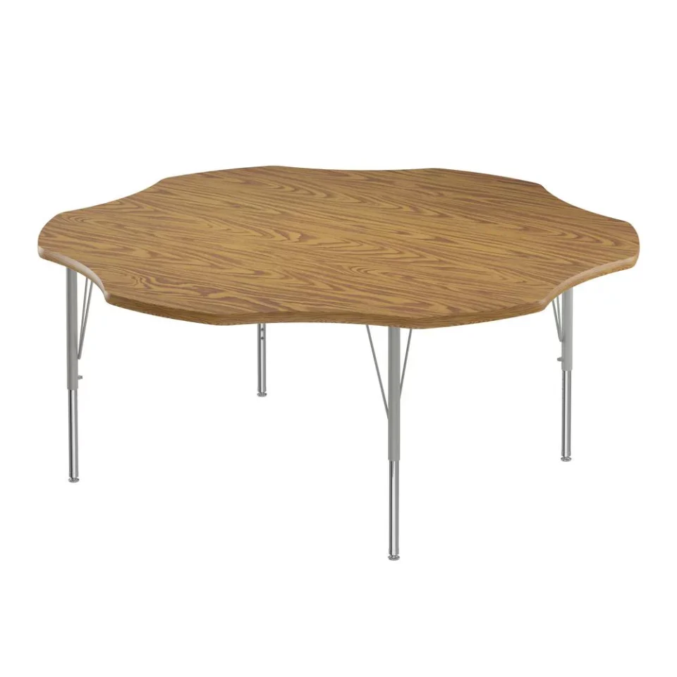Natural Best-Selling Correll Inc. Deluxe High-Pressure Top Activity Tables, 60x60 FLOWER, MEDIUM OAK SILVER MIST