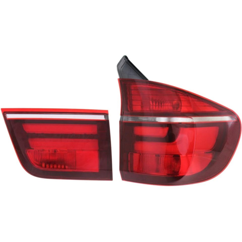 Ultimate Tail Light Set For 2011-2013 BMW X5 Left and Right Inner Outer Clear/Red Halogen