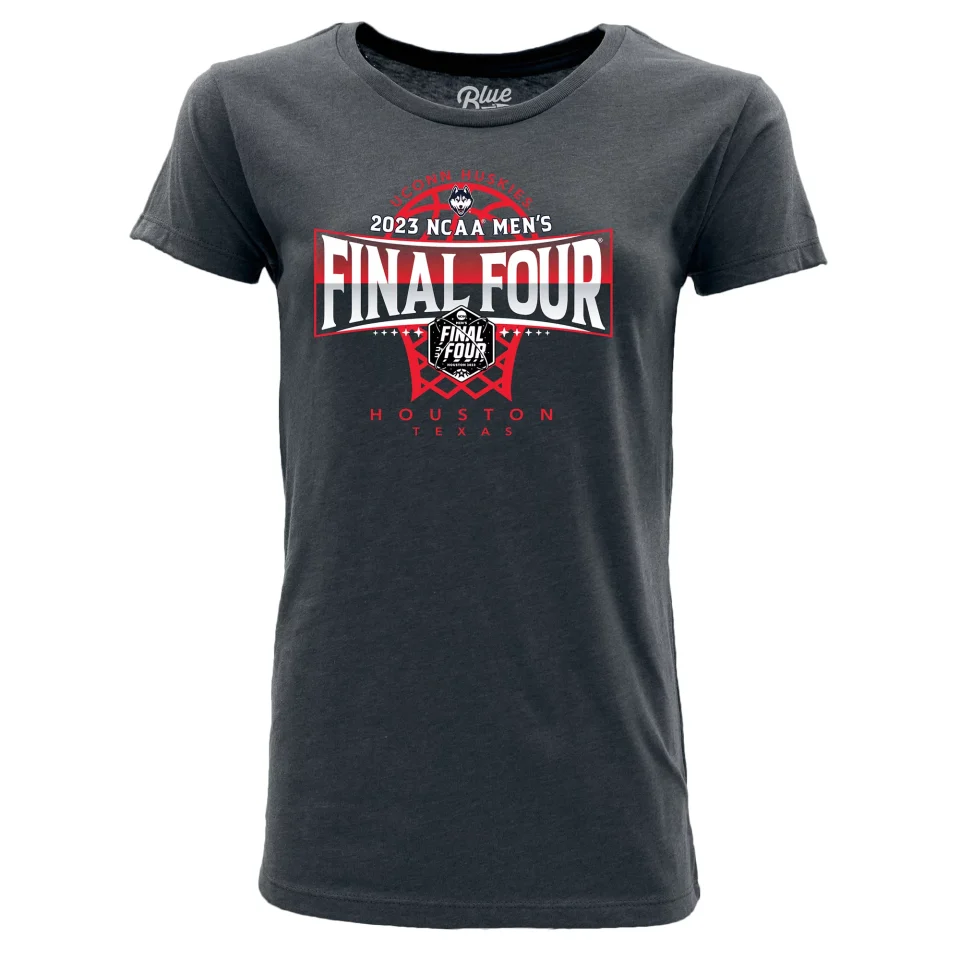 Clear Women's Blue 84 Navy UConn Huskies 2023 NCAA Men's Basketball Tournament March Madness Final Four T-Shirt