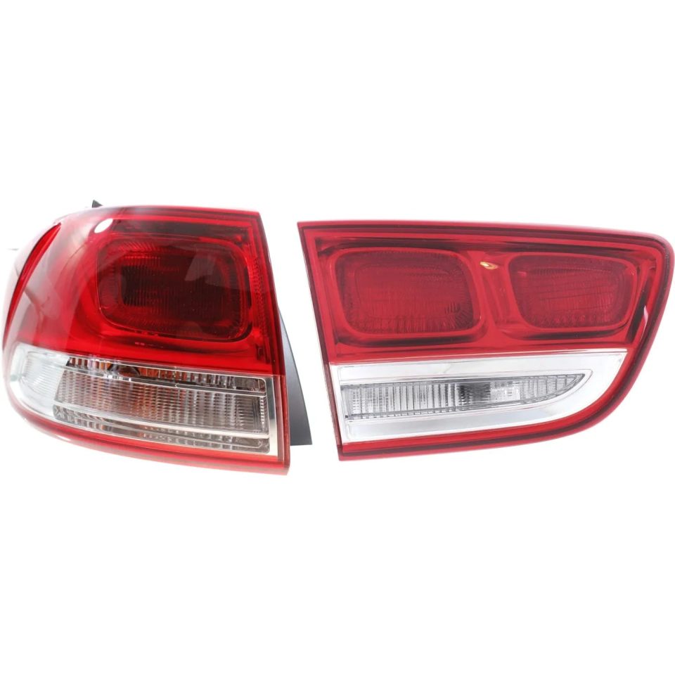 Stainless Steel Office Tail Light Set For 2016-2018 Kia Sorento Left Inner Outer Clear/Red Halogen CAPA