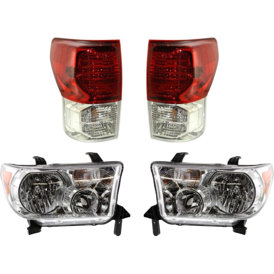 Space-Saving Headlight Kit For 2010-2013 Toyota Tundra Driver and Passenger Side Clear Lens