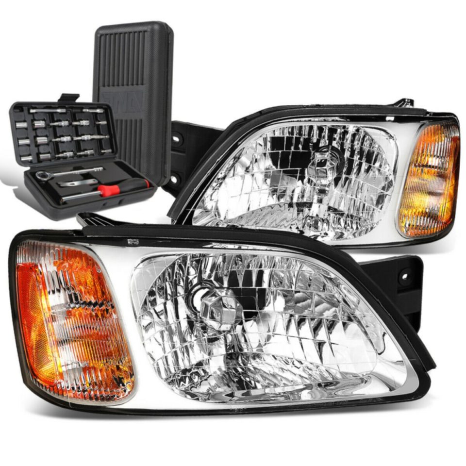 Value 2000-2004 Subaru Legacy L Brighton Pair Chrome/Amber Side Headlight+Tool Box