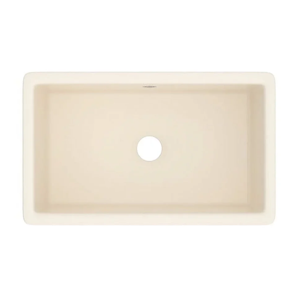 Food-Grade Dining Shaws 30 Single Bowl Undermount Fireclay Kitchen Sink in Parchment with Center Drain