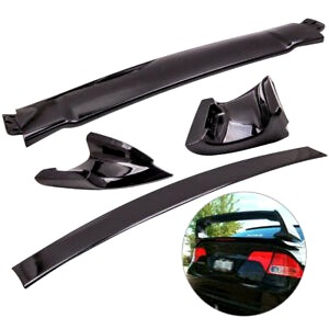 Bamboo Easy-Clean Duck Tail Trunk Spoiler Wing Glossy Black fits for Honda Civic 4DR Sedan 06-11