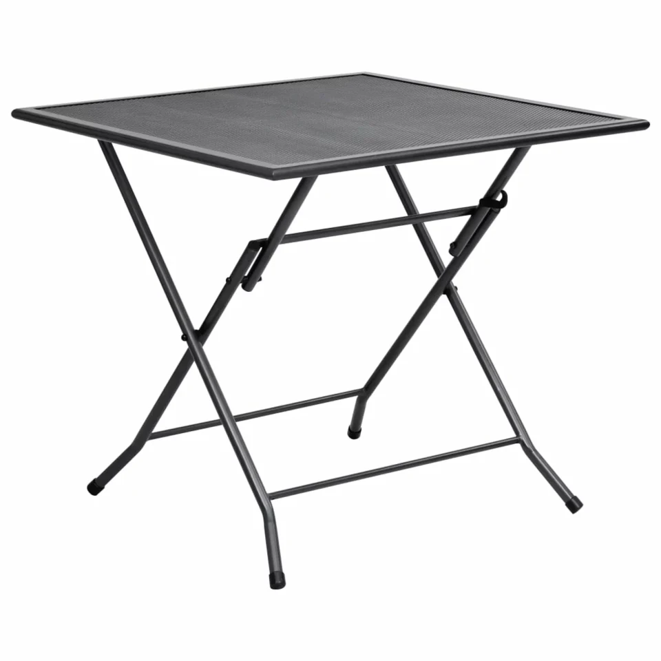 Core Dcenta Folding Dining Table Portable Steel Camping Mesh Table for Garden, Balcony, Backyard, Dining Room Indoor Furniture Anthracite 31.5 x 31.5 x 28.3 Inches (L x W x H)