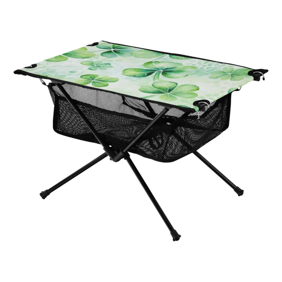 Supreme Ceramic Four Leaf Clover Camping Foldable Portable Table Beach Table with Storage Bag Compact Picnic Table for Outdoor Hiking Fishing BBQ
