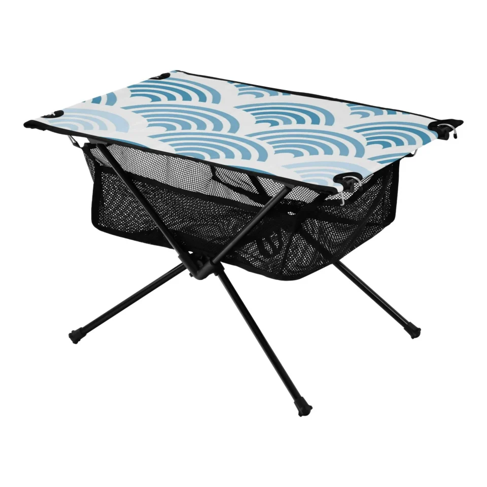 Supreme Sea Wave Camping Folding Table Portable Beach Table with Storage Bag Compact Picnic Table for Outdoor Travel Fishing BBQ