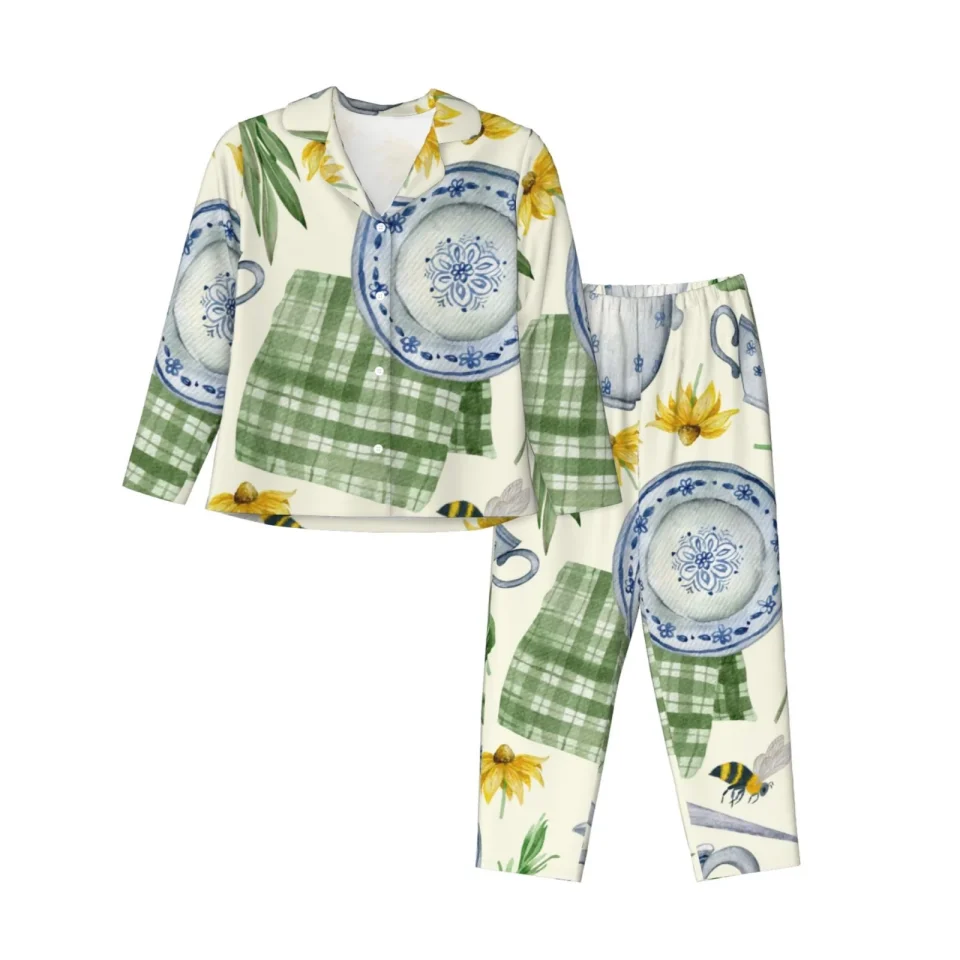 Office Bingfone Womens Pajama Sets Vintage Utensils Print,Long Sleeve Loungewear Pajamas Set-Small