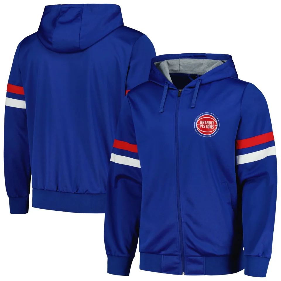 Durable Men's G-III Sports by Carl Banks Blue Detroit Pistons Contender Full-Zip Hoodie Jacket