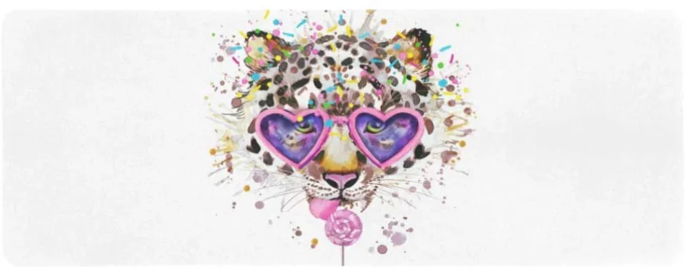 Popular KXMDXA Splash Watercolor Leopard Funny Extra Extended Large Gaming Mouse Pad Mat Desk Pad Keyboard Mat 31.5x12 inch