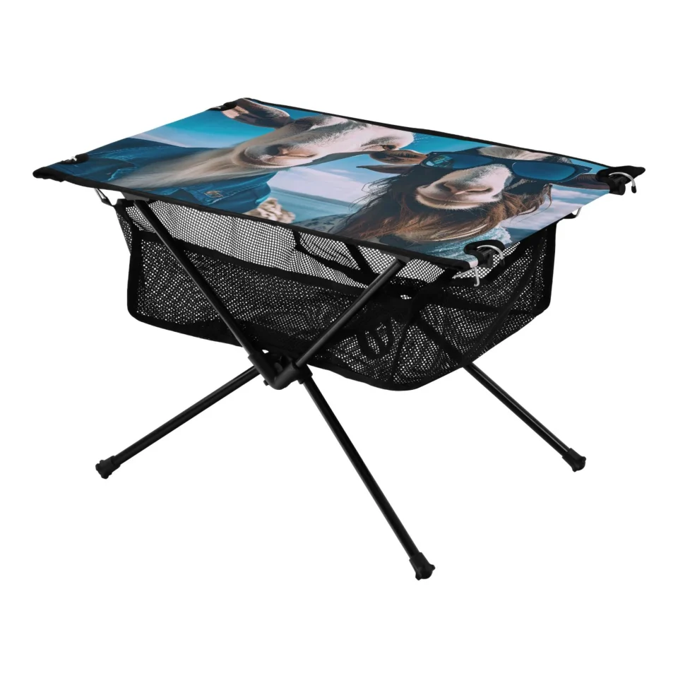 Prime Cool Sheeps with Glasses Camping Folding Table Portable Beach Table with Storage Bag Compact Picnic Table for Outdoor Travel Fishing BBQ
