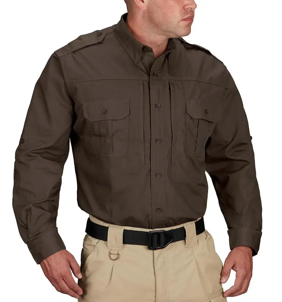 Cast Iron Propper Men's Shirt ﾨC Long Sleeve-XXLR-Sheriffs Brown