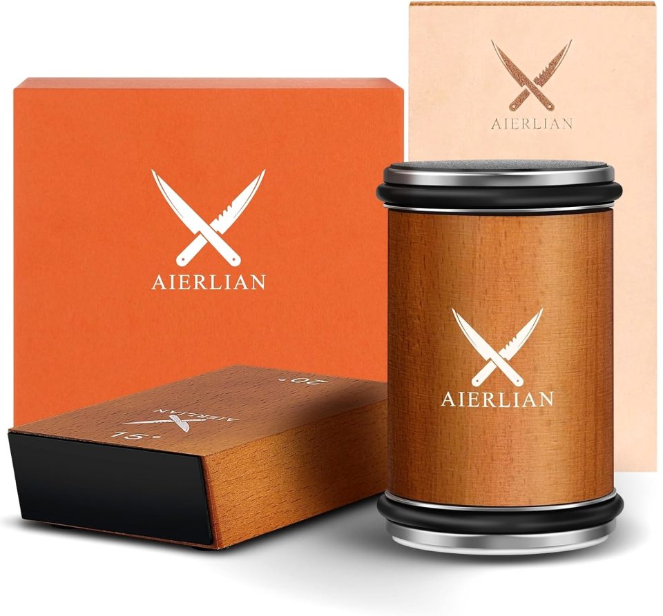 Space-Saving AIERLIAN Knife Sharpener Tool. Rolling Knife Sharpener Kit. Knife Sharpening with Diamonds and Ceramic for Steel of Any Hardness