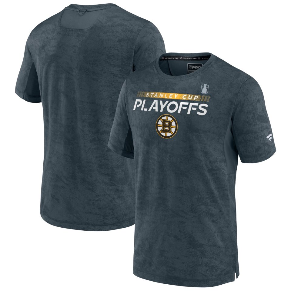Cast Iron Men's Fanatics Branded Charcoal Boston Bruins Authentic Pro 2022 Stanley Cup Playoffs T-Shirt