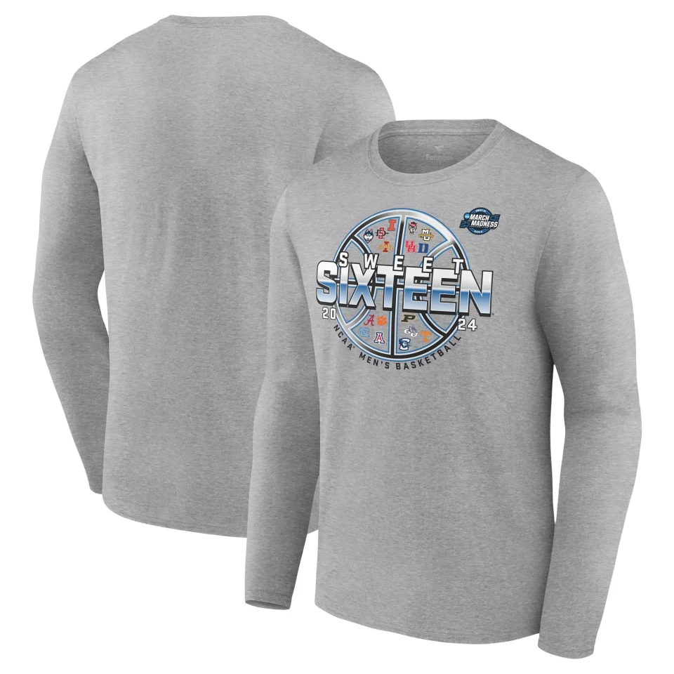 Glossy Cleaning Men's Fanatics Branded Gray 2024 NCAA Men's Basketball Tournament March Madness Sweet Sixteen Catch and Shoot Long