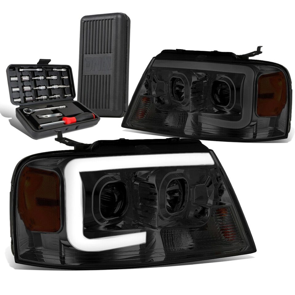 Storage Cleaning 2004-2008 d F-150 LED DRL Bar Smoked/Amber Projector Headlight+Tool Box