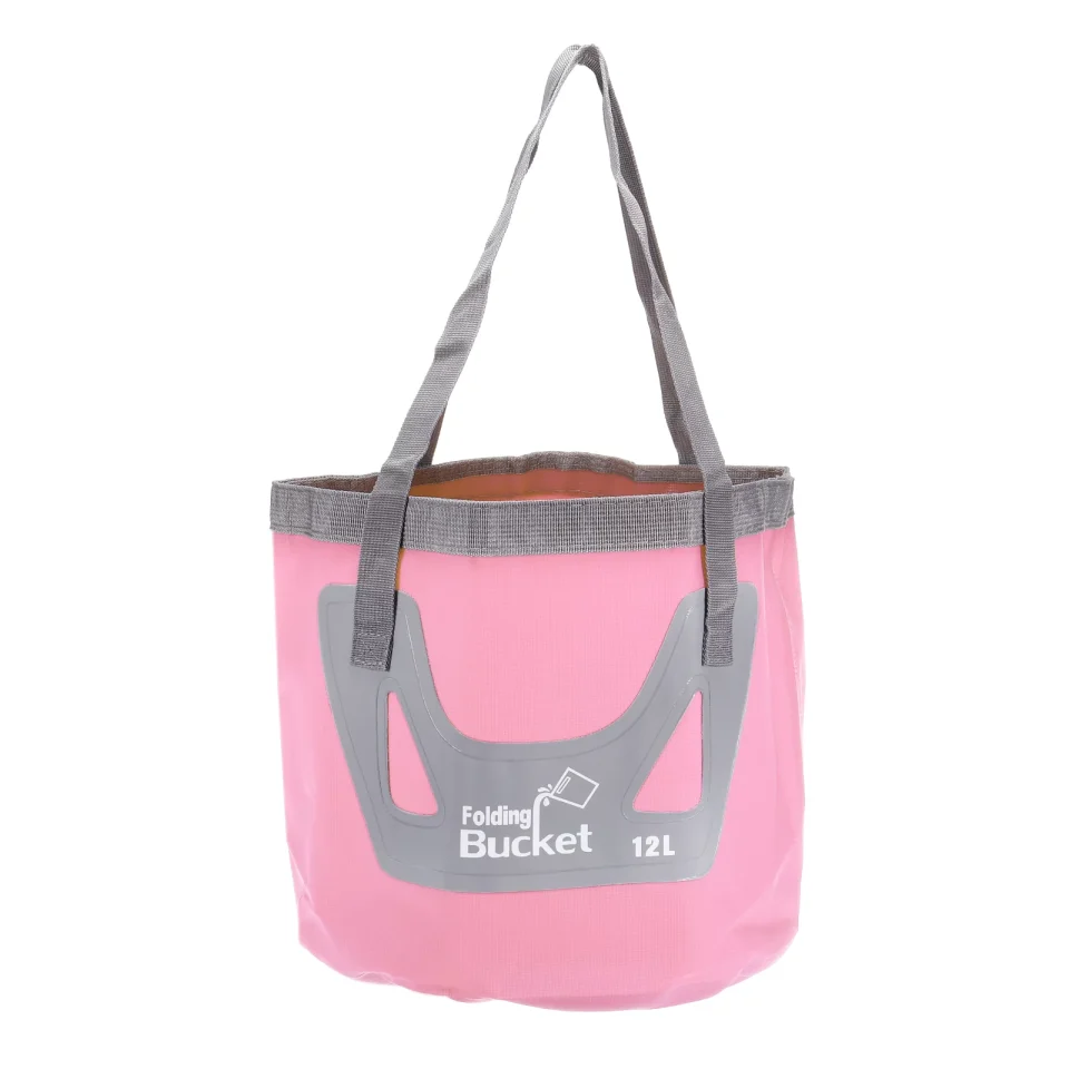 Eco-Friendly Uxcell 12L Collapsible Bucket, Portable Folding Water Storage Wash Basin, Light Pink